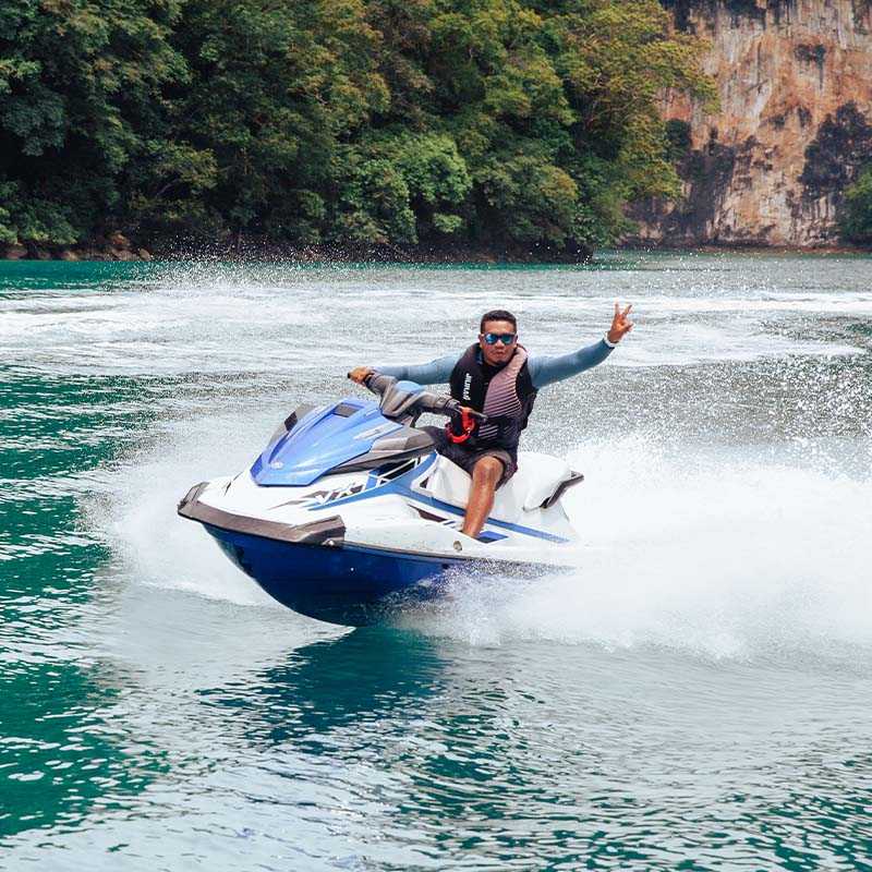 Man posing while on jet ski ride at Langkawi Jetski and Watersports Tour
